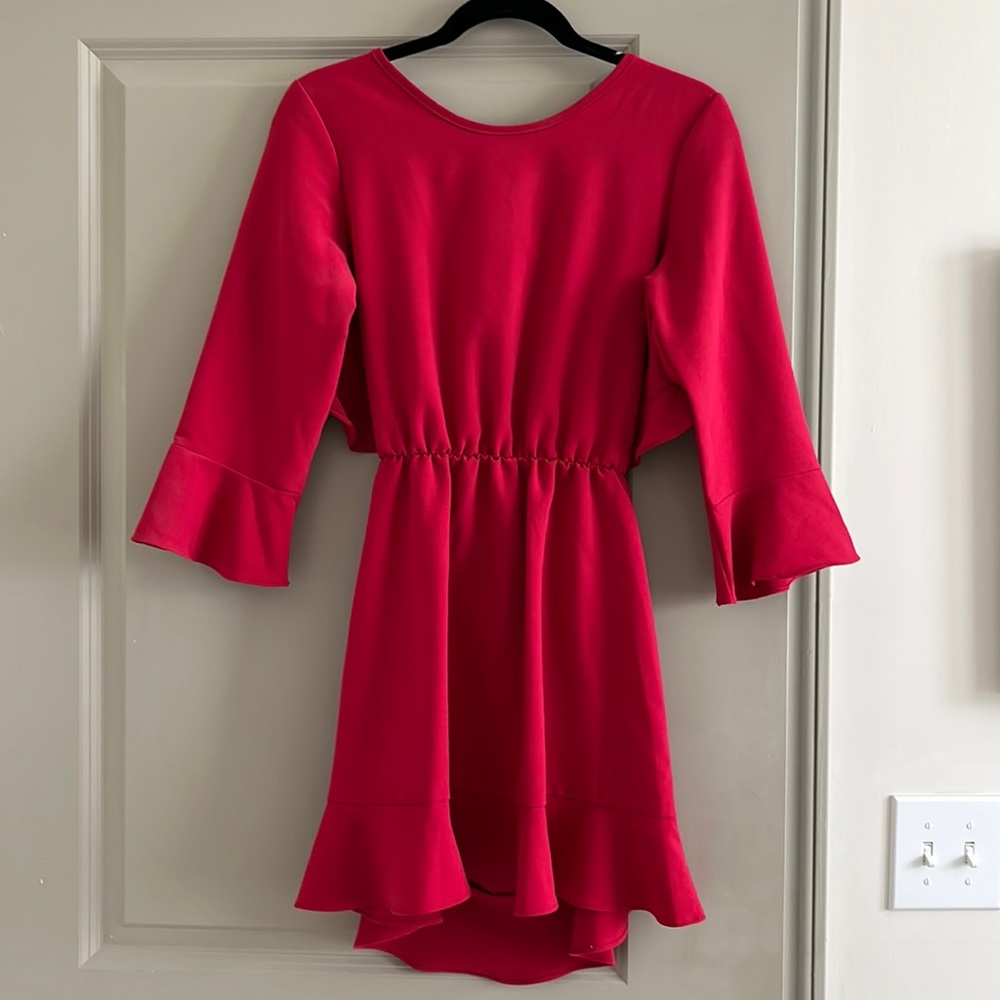 How Very Loved Longsleeve Open Back Red Dress. Size S.